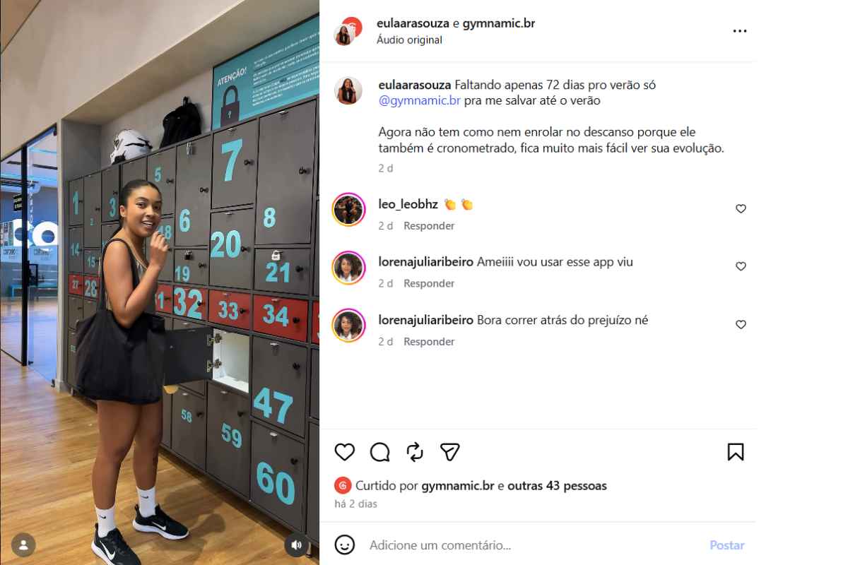 post instagram treino para o verão